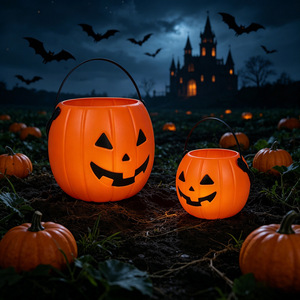 De Long Z357 Nuovo Secchio a Forma di Zucca Portatile, Accessorio per Cosplay, Decorazione e Regalo di <span class=keywords><strong>Halloween</strong></span> per Bambini, per Interni e Vetrine di Centri Commerciali - Product Image 1