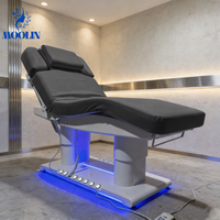 Table de massage électrique de luxe MOOLIN noire pour salon de beauté, spa facial, avec 4 moteurs et commande au pied, idéale pour les soins cosmétiques et des cils