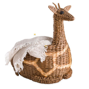 Paniers de rangement en paille tressée à la main en forme de cerf mignon en jacinthe d'eau, paniers de rangement pour jouets en paille pour les chambres d'enfants - Product Image 1