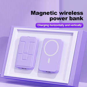 Batterie externe sans fil haute capacité 10000 mAh avec affichage numérique, support <span class=keywords><strong>mobile</strong></span> et sorties USB et Type-C - Product Image 2