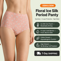 Ropa Interior Menstrual Desechable de Seda Helada sin Costuras con Estampado Floral para Mujer, Alternativa a las Bragas Menstruales, Venta al por Mayor de Fábrica