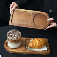 Kaffeehaus-Desserttablett Retro Holz-Frühstückstablett Nachmittagstee-Serviertablett für Heim-Café Tischdekoration