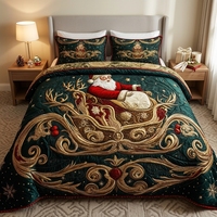 Parure de lit de Noël en tissu brossé imprimé numériquement, couvre-lit en polyester doux toutes saisons, linge de lit personnalisé pour hôtel et maison