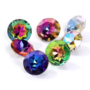 AW Gmestones Flower Round shape high quality glitter DIY gem stone pendant necklace crystal earring rhinestone accessories