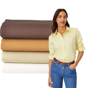 Personnalisé Doux Respirant Pas Cher Tissé Blanc Couleur Unie Teint 100% Coton Popeline Tissu pour Chemises