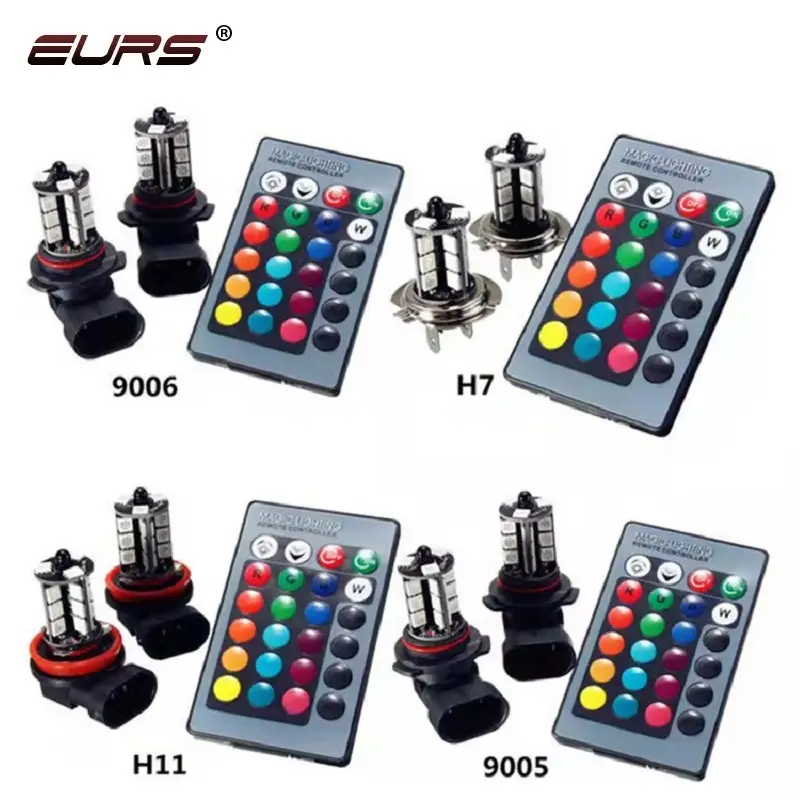 EURS Auto Motorrad Auto LED RGB H4 H7 H8 H9 Fernbedienung bunte Auto laufen Nebels chein werfer