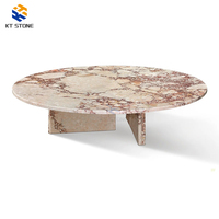 Table basse en marbre de luxe italien 2026, plateau en pierre naturelle Calacatta avec base en métal doré pour salon et hôtel – Nouveauté promotionnelle