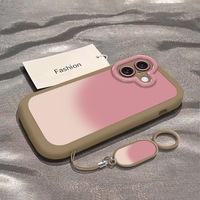 Coque souple rose dégradé tie-dye, motif dessin animé mignon pour iPhone 12 13 14 15 16 17