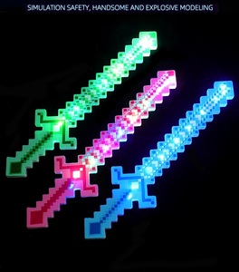 54CM colorido LED luz plástico cristal sables Pixel espada juguetes para niños espada iluminada con sonidos para jugar samurái - Product Image 4