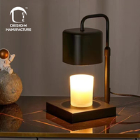 Lampe à bougie électrique de luxe parfumée noire et blanche en acier inoxydable avec éclairage chauffant et variateur d'intensité pour chevet, garantie 1 an