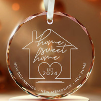 Ornements de Noël suspendus en verre rond transparent de haute qualité K9 Crystal 80 mm, décoration de sapin de Noël