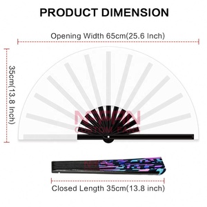 Custom <b>Large</b> Bamboo Folding Fabric Hand Fan UV Glow with Rave Design Music Festival and Party Must-Have Painted Technique - Product Image 5