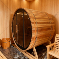 Sauna en bois massif de qualité supérieure Boyce, en cèdre rouge canadien (traité thermiquement), surface lisse, systèmes électriques doubles pour villa