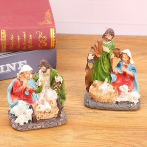 Three-Person Family Statue Resin <b>Craft</b> Handicraft Christmas Decoration Desktop Ornament and Holiday Gift Jesus Figurine - Product Image 1