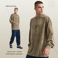 T-shirt à manches longues personnalisé en coton pur 250 g/m², coupe décontractée, pour homme, automne-hiver, streetwear