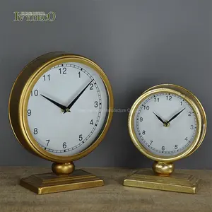 IVYDECO Mantel 시계 골동품 스타일 골드 황동 컬러 미러 시계 홈 거실 장식 시계 도매