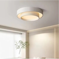 Plafonnier LED moderne à double couche pour chambre à coucher Diffuseur acrylique rond en acier au design simple avec base en fer IP44