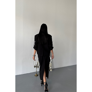 Ensemble décontracté 2 pièces : veste courte noire et jupe au-dessus du genou, avec haut assorti - Product Image 4