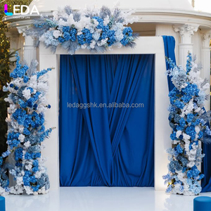 ฉากหลังงานแต่งงาน LEDA ตกแต่งงานอีเว้นท์ โครงประตูโค้ง PVC สีขาวทรงสี่เหลี่ยมทันสมัย ประดับด้วยดอกไม้สีฟ้า - Product Image 3