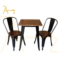 Offre Spéciale simple salle à manger ensemble café table et chaise en fer cadre en métal industriel extérieur pas cher restaurant tables chaises