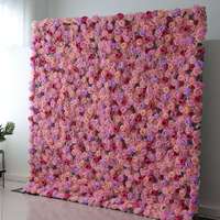 Panneau mural de fleurs artificielles en soie de 2,4 m x 2,4 m pour décorations de mariage et de fête d'anniversaire, style romantique