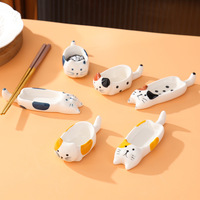 Plat à sauce japonais en céramique en forme de chat mignon avec support pour baguettes, idéal pour la sauce soja, le vinaigre et les plats chauds – Plat à assaisonnement pour restaurant