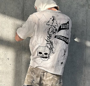 Camiseta Masculina Personalizada Estilo High Street com Ombros Caídos, Secagem Rápida, Ajuste Regular, Estampa Gráfica para Moda Casual de Verão - Product Image 2