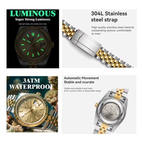 Montre automatique mécanique pour homme, classique, de luxe, en acier inoxydable, étanche, avec cristal saphir, aiguilles de style professionnel