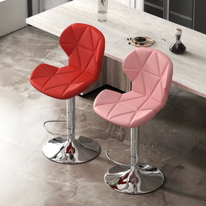 Chaise <span class=keywords><strong>de</strong></span> bar réglable en hauteur avec vérin à gaz, pieds en métal chromé, assise en cuir PU, robuste et durable, pour <span class=keywords><strong>comptoir</strong></span> ou salle à manger - Product Image 2