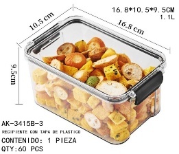Rectangular Minimalist Airtight Container 1.1L Acrylic Injection-Molded <b>Kitchen</b> <b>Storage</b> Clip-On Lid - Product Image 1