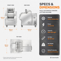 Nouvelle machine de découpe automatique de viande de chèvre de qualité alimentaire, coupeuse de viande d'agneau, de pigeon et de poulet, capacité de 700 kg/h