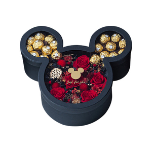 Embalagem de luxo em forma de mickey mouse, caixa de flores para casamento, chocolate rosa, caixa de presente personalizada com tampa