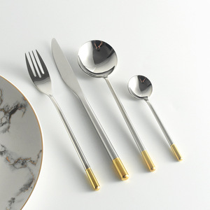 Nordico moderno in acciaio inox con finitura a specchio 304 Set di posate per la famiglia Western coltello forchetta alta estetica caffè - Product Image 3