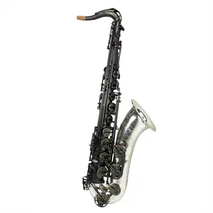Saxofone de prata fosca de alta qualidade, saxofone preto fosco tenor