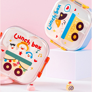 Cartoon Pattern Children Lunch <b>Box</b> Plastic Airtight Bento With Spoon And Sauce Container For Elementary Students - Product Image 2