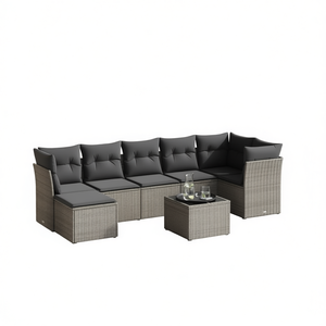 Ensemble de canapés de jardin en polyrotin gris 6 places, mobilier d'extérieur durable au design contemporain - Product Image 1