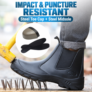 Men's Black Waterproof Mid Cut Chelsea Work Safety Shoes Composite Toe Non Slip <b>Rubber</b> <b>Sole</b> - Product Image 3