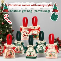 Sac cadeau créatif en toile de Noël pour emballage de pomme de poche de bonbons pour décorations de Noël décoratives de réveillon de Noël