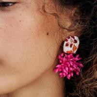 Anting Bunga Fashion Terbaru, Anting Mewah Bentuk Tidak Beraturan, Anting Harian Berhias Manik-Manik, Anting Gantung Bunga Enamel untuk Wanita