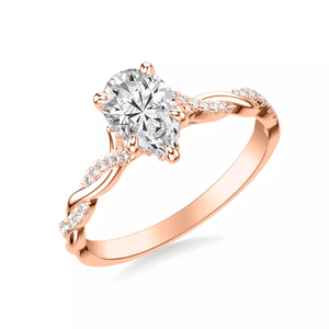 custom 14K <b>Rose</b> Gold pear Cut diamond Engagement Ring Twisted <b>Infinity</b> Shank Pave Side Lab Grown IGI certificate for women - Product Image 3