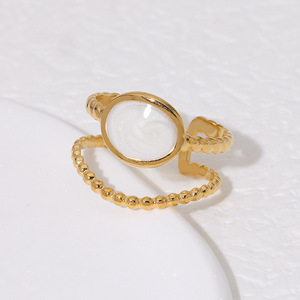 Cross-border Fashion White Dripping Simple Diamond Opening <strong>Ring</strong> Is Not Fading Geometric Metal Texture Index <strong>Finger</strong> <strong>Ring</strong> Female - Product Image 3