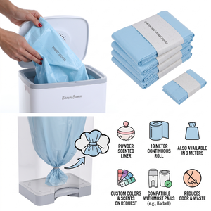 Recambios a granel de 9m para cubos de pañales de bebé, bolsas de plástico a prueba de olores para pañales con opciones de color y fragancia personalizadas, directamente de fábrica. - Product Image 1