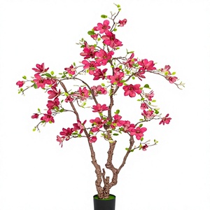 Arbre de Magnolia Artificiel en Plastique, 2,07 m, 57 Fleurs <span class=keywords><strong>Fuchsia</strong></span>, Plantes Artificielles Hautes pour Décoration Intérieure/Extérieure, Salon, Escalier, Porche - Product Image 1
