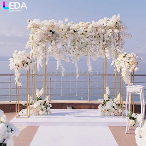 LEDA Wedding <b>Party</b> Events Decor Luxury Wedding Stage Gold Flower Arch Metal Square <b>Backdrop</b> - Product Image 4