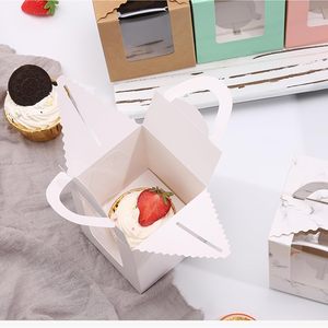 Boîtes à cupcakes individuelles avec fenêtre, contenants à cupcakes individuels blancs avec poignée, boîte à pâtisserie en papier kraft - Product Image 3