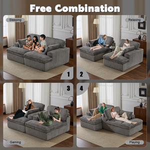Sofá Seccional Modular de Piel Sintética de Lujo, Sofá Convertible de Combinación Libre con Otomana y Cojines con Resortes Ensacados para el Hogar - Product Image 6