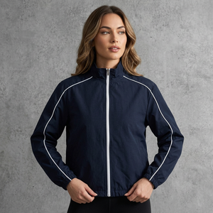 Blouson universitaire unisexe noir WARPRO INDUSTRY de qualité supérieure, coupe-vent léger à fermeture éclair intégrale, color block avant, idéal pour le printemps et les activités de plein air - Product Image 1