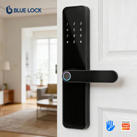 Serrure de porte intelligente sans clé avec contrôle à distance via l'application Bluelock TTlock, déverrouillage par empreinte digitale, mot de passe et carte pour les portes de maison et d'hôtel