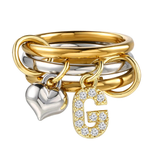 INS Y2K Fashion Heart Letter Pendant Charm <strong>Rings</strong> for Women Trendy Zircon Stainless Steel Gold Color <strong>Ring</strong> <strong>Stack</strong> Sets Jewelry Gift - Product Image 1