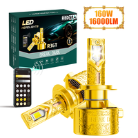 Phares LED de voiture RedSea R36T 160W avec contrôle par application, H1 H3 H8 H9, ampoules LED auto H11 9005 9006, phares LED H4 H7